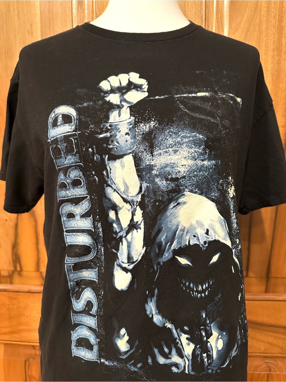 Disturbed Raised Fist Distressed Tee/Graphic T-Shirt, EUC, L